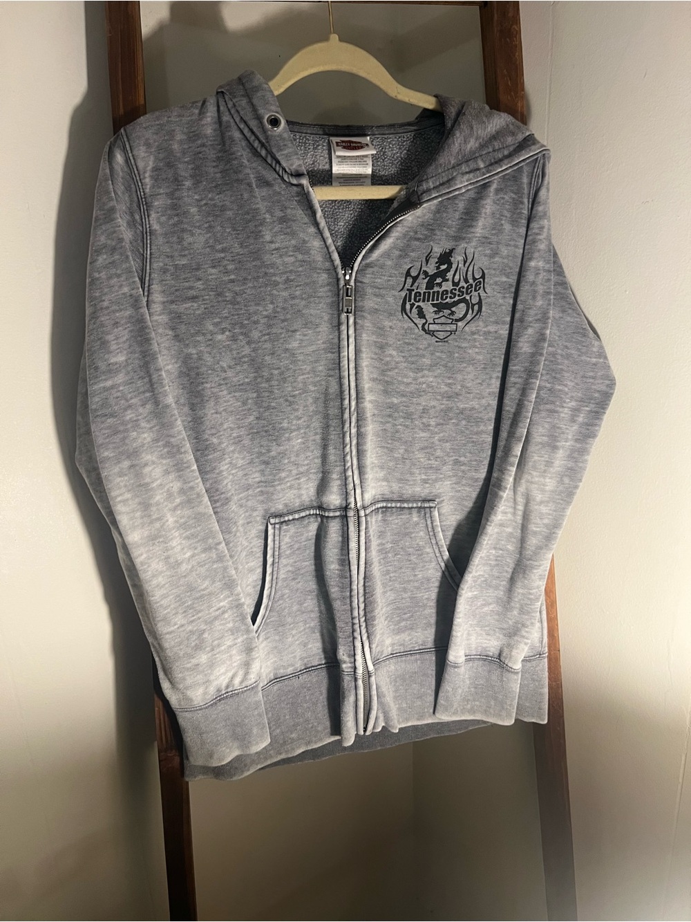 Women’s Harley Davidson distressed zip up jacket